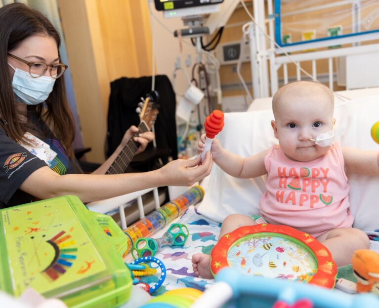 10-month-old leukemia patient with music therapy
