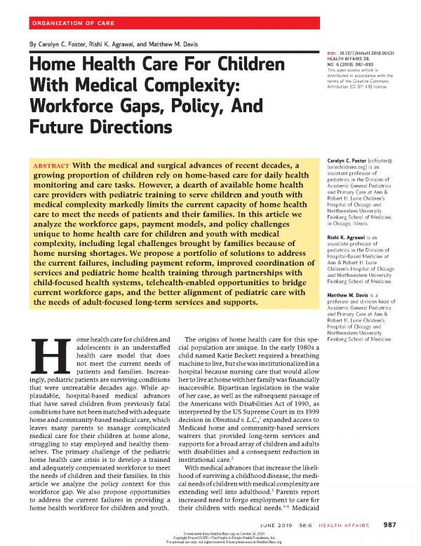 Children’s Home Health Care and EPSDT Lucile Packard Foundation for