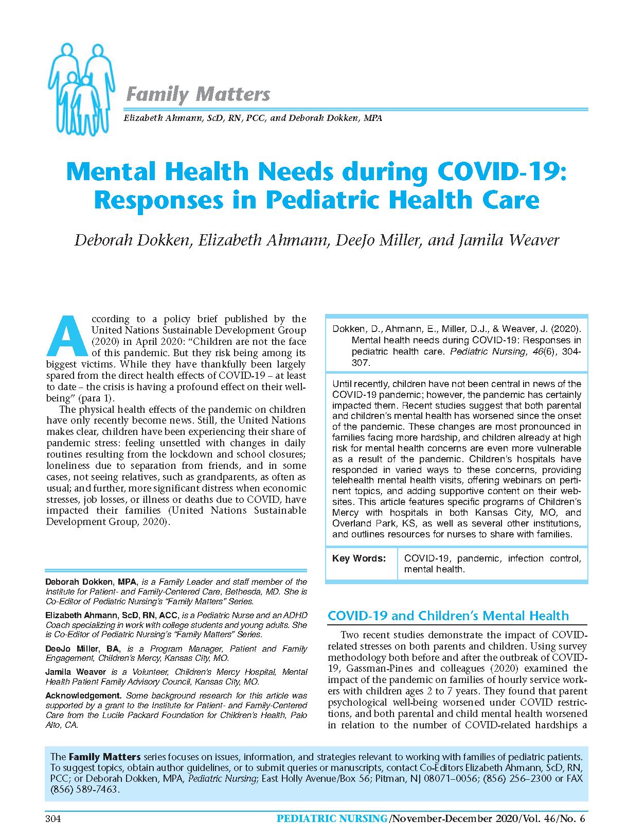 Mental Health Needs During Covid 19 Responses In Pediatric Health Care