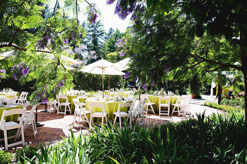 Event tables set up in the garden