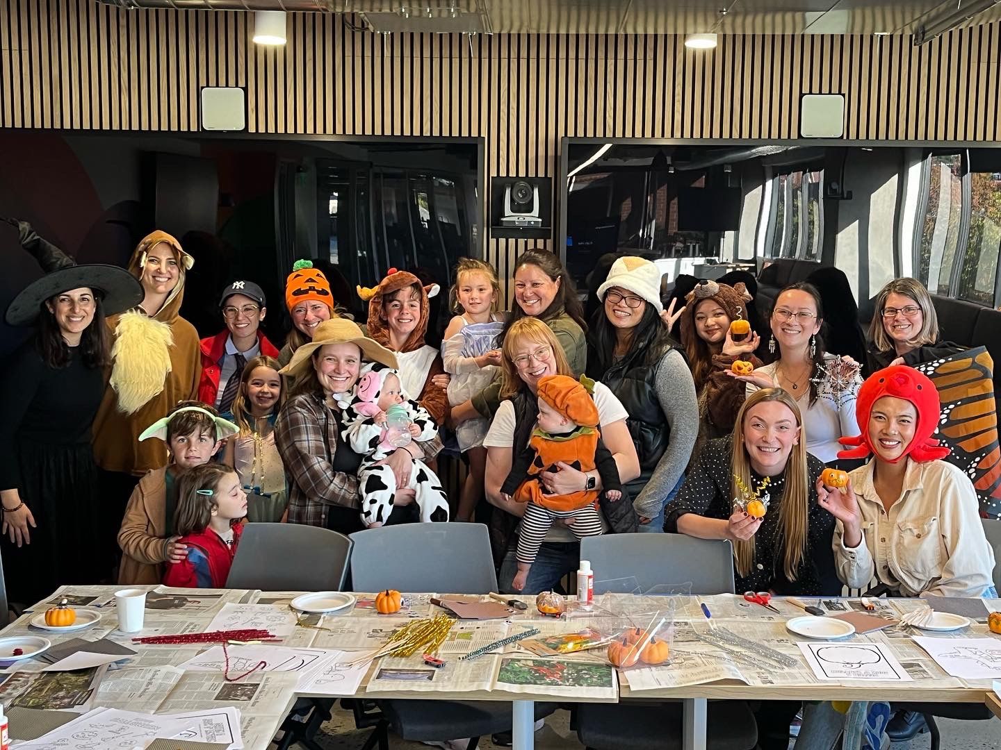 Employees and families dressed up for Halloween