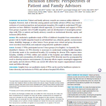 screenshot of first page of article in Pediatrics journal