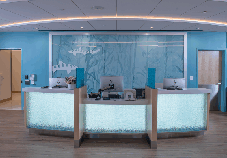 Reception desk at Bass Center Clinic.