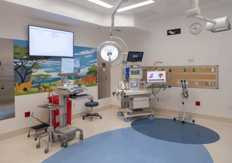 Inside Bass Center Clinic infusion room.