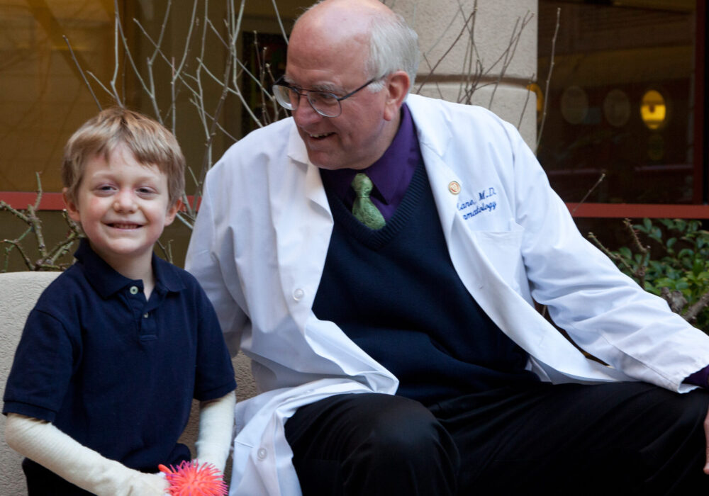 Dr Lane with an EB patient