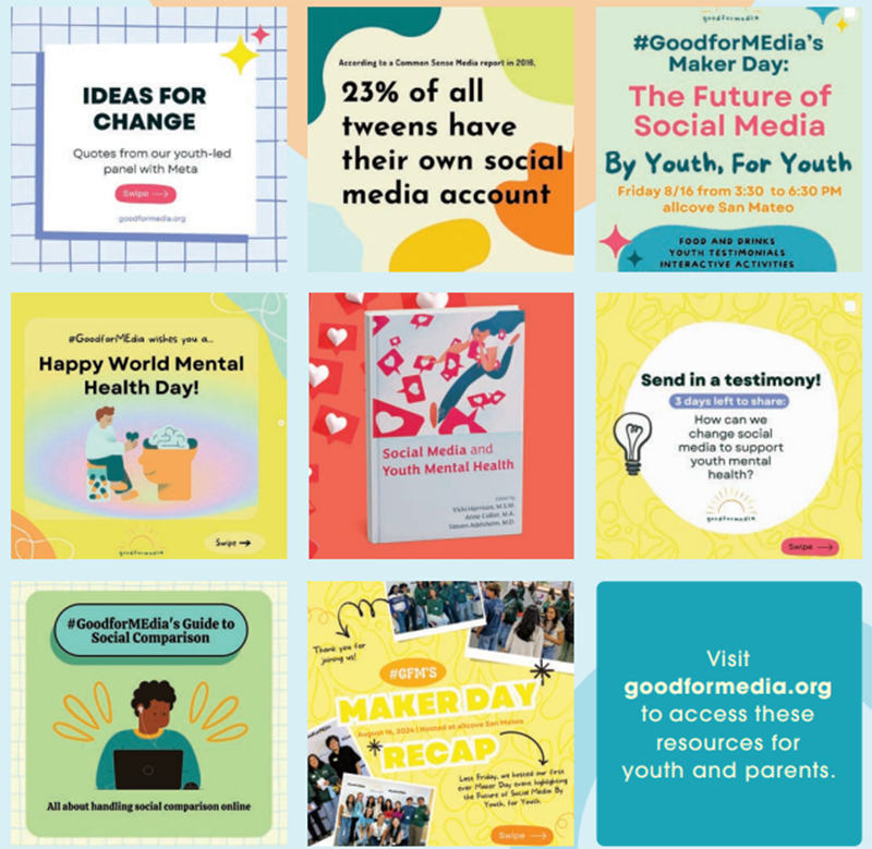 Collection of #GoodforMEdia program social media posts.