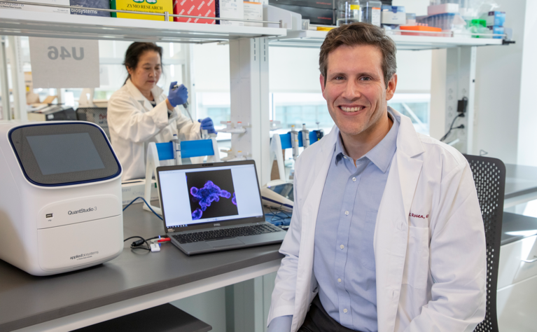 Dr Michael Rosen in his lab at the Stanford Center for Pediatric IBD and Celiac Disease.
